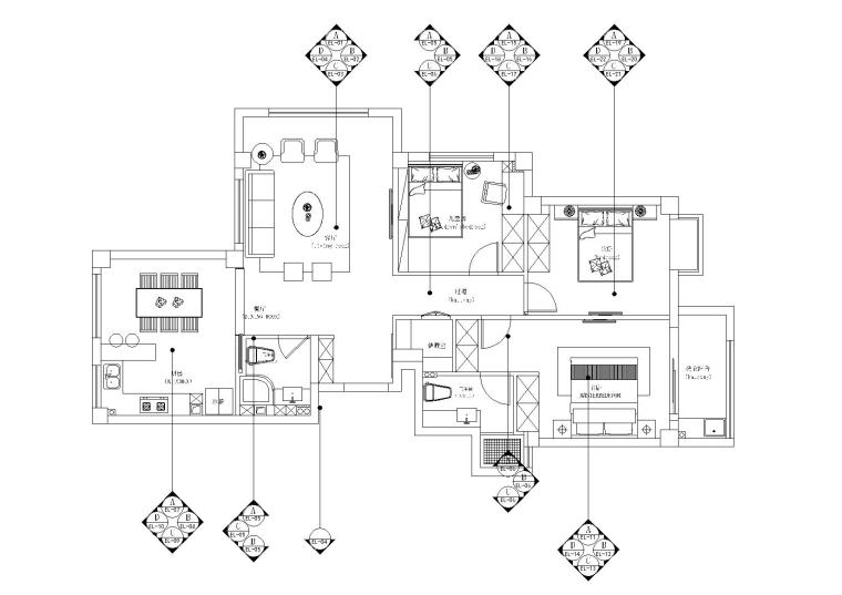 [浙江]-温州益品居3室2厅2卫1厨1阳施工图-温州 益品居立面索引图