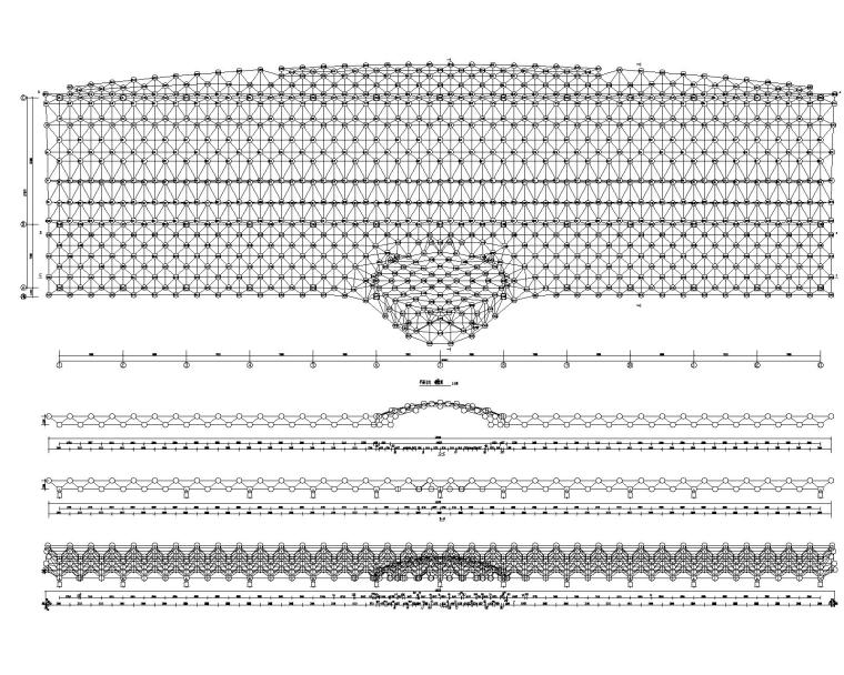 某汽车城展厅网架结构施工图（CAD）-平面与支座布置图