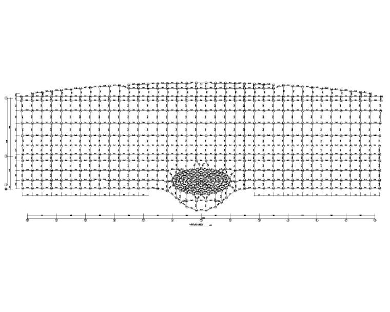 某汽车城展厅网架结构施工图（CAD）-一层弦杆及节点布置图