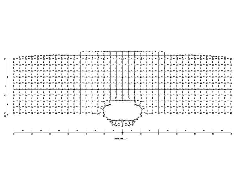 某汽车城展厅网架结构施工图（CAD）-二层弦杆及节点布置图