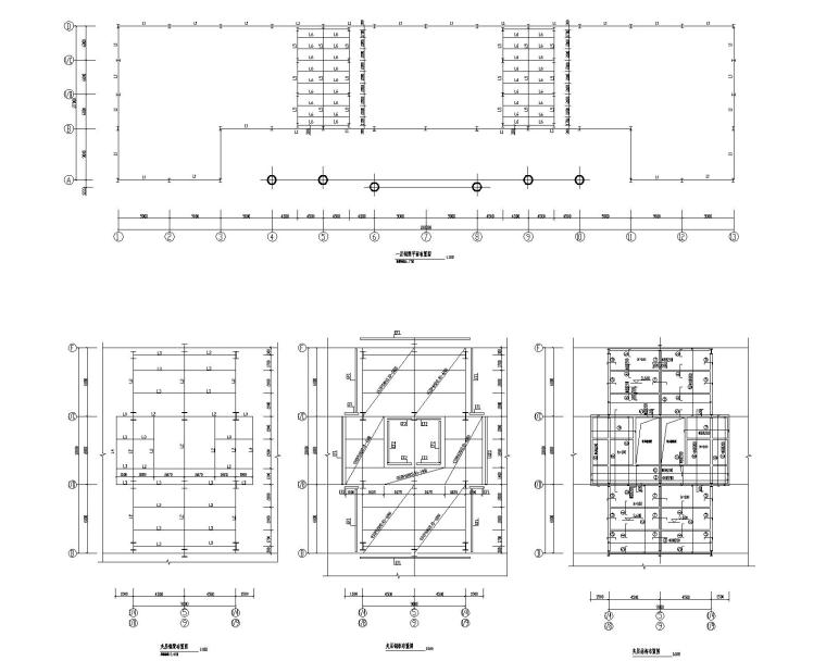 某汽车城展厅网架结构施工图（CAD）-夹层平面图