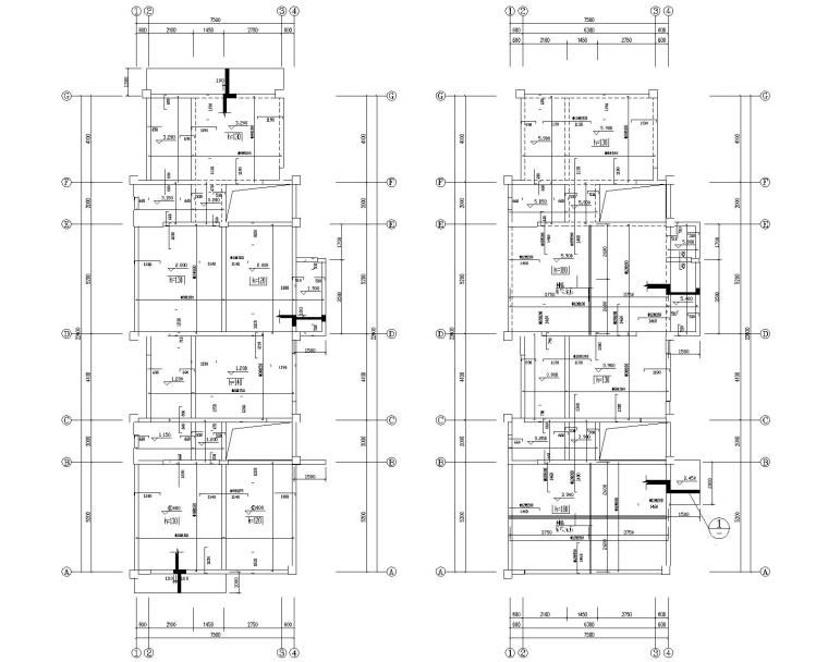 某别墅施工图全套图纸资料下载-某三层直拼别墅混凝土结构施工图（CAD）