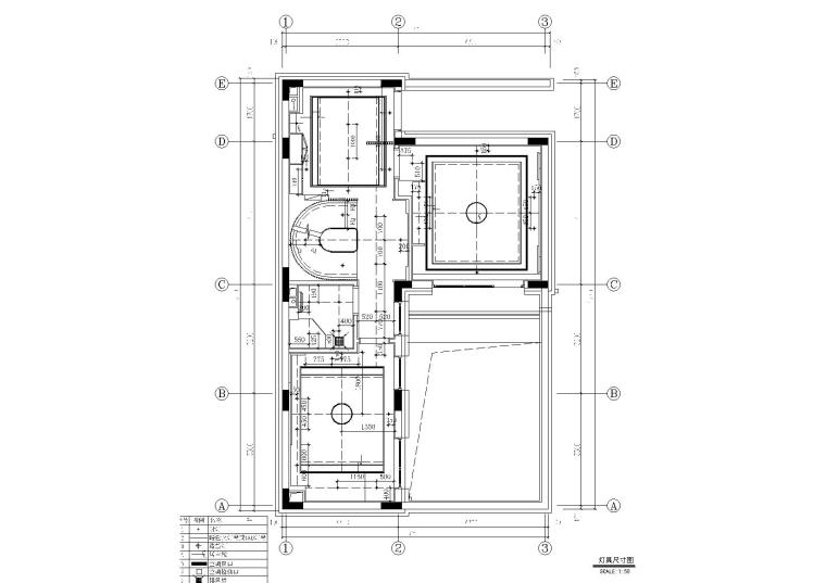 [北京]亿城燕西书院90合院别墅施工图+实景-北京亿城燕西书院90合院一层灯具尺寸图