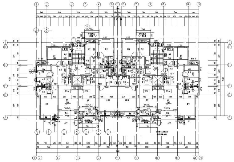 [浙江]现代风格住宅建筑施工图（2栋）-二层平面图