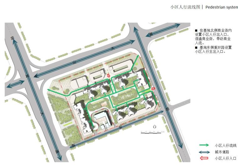 [广东]君御国际项目规划建筑设计方案-小区人行流线图