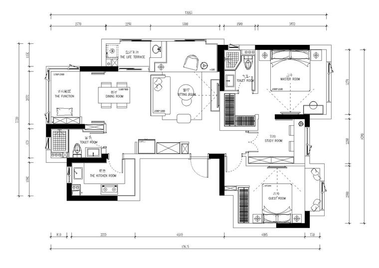 二层现代住宅cad资料下载-[上海]雍和府现代二居室住宅施工图+实景