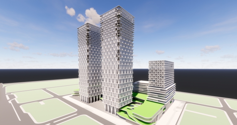 现代高新产业园建筑设计资料下载-现代风格产业园建筑模型设计
