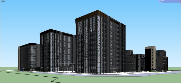 现代塔楼办公建筑模型资料下载-产业园-现代园区建筑模型设计