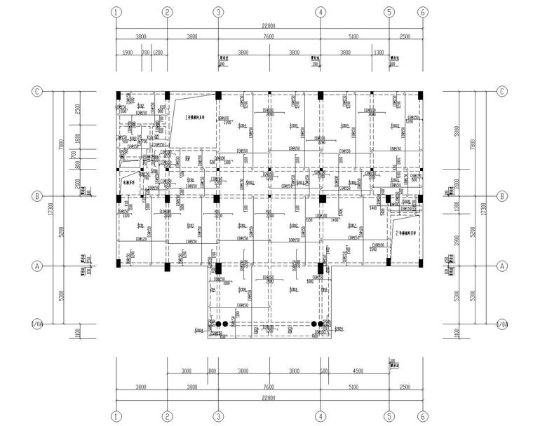 12层cad图资料下载-某八层混凝土办公楼结构施工图（CAD）