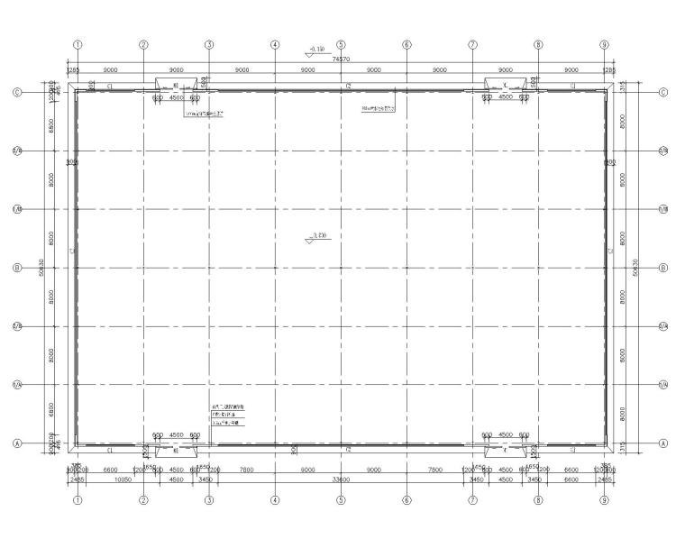 双跨钢结构厂房剖面资料下载-48米双跨钢结构厂房结构施工图（CAD）