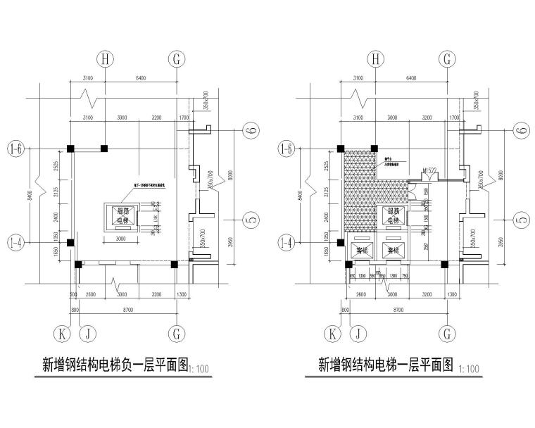 电梯井道操作平台图资料下载-某钢结构电梯井道结构施工图（CAD）