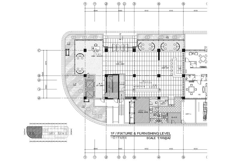 客房CAD施工图和效果图资料下载-[福州]温泉公园酒店大堂客房施工图+效果图