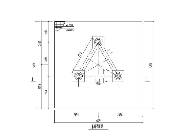 通信灯杆塔资料下载-20m路灯杆塔基础设计图（三角形筏板基础）