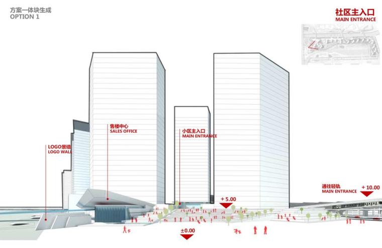 [湖北]现代风高层豪宅建筑方案文本-社区主入口