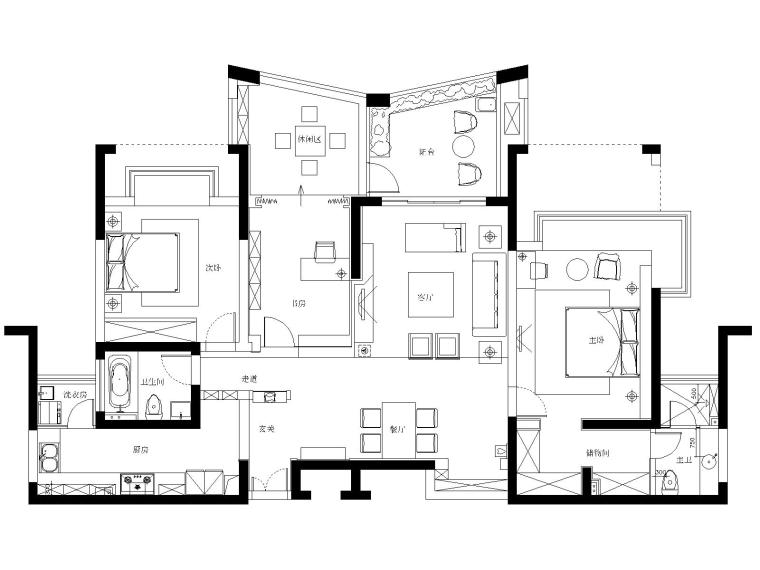 140平住宅室内装修资料下载-苏州140㎡现代风格三居室住宅装修施工图