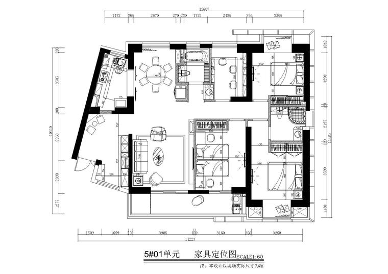 [学生]-毕业设计住宅施工图( 二）+报价表-8#单元施工图家具定位图