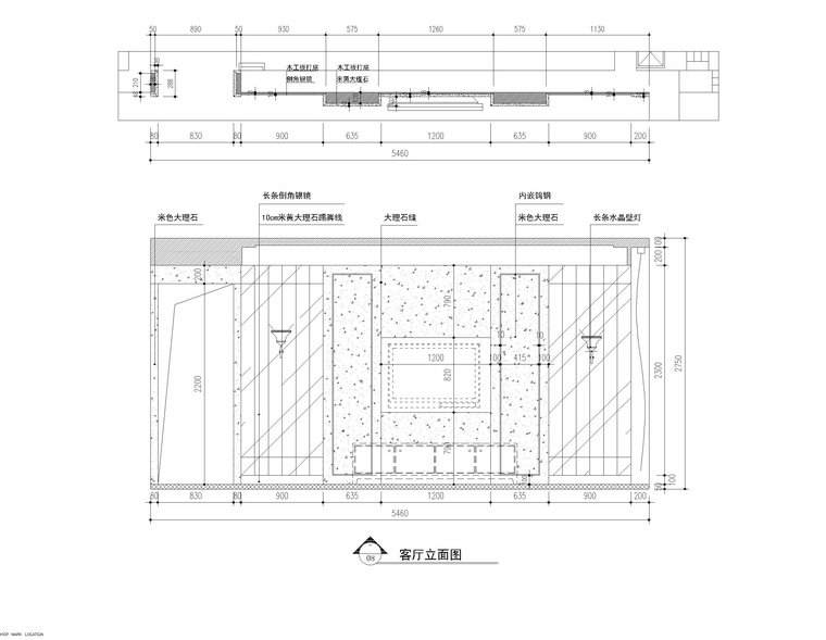 常熟145平三居室公寓装修施工图+效果图-客厅电视_看图王