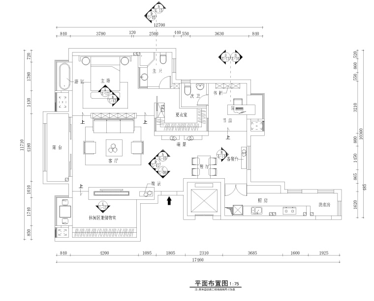 现代客厅效果图施工图资料下载-现代风格一居室私人住宅装修施工图+效果图