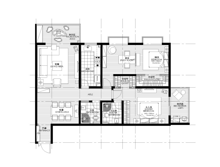 简约风格装修实际图资料下载-简约风格两居室住宅装修施工图+效果图