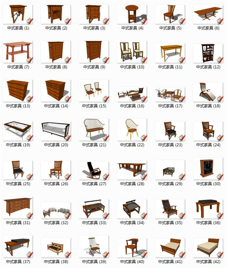 家具饰品展厅cad资料下载-中式家具装饰品合集115件su模型