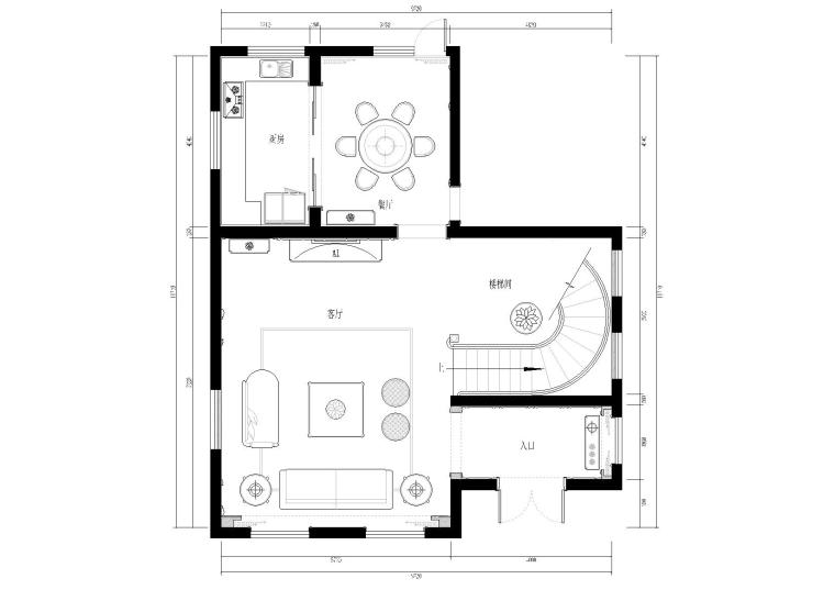 新中式复式客厅效果图资料下载-[福清]松潭村中式风格别墅施工图+效果图