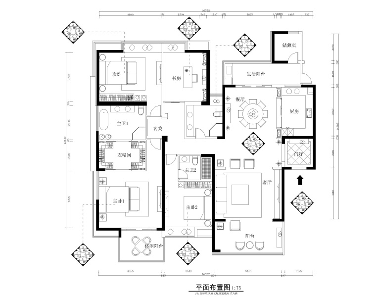 三居室装修效果图及施工图资料下载-现代简约风格三居室住宅装修施工图+效果图