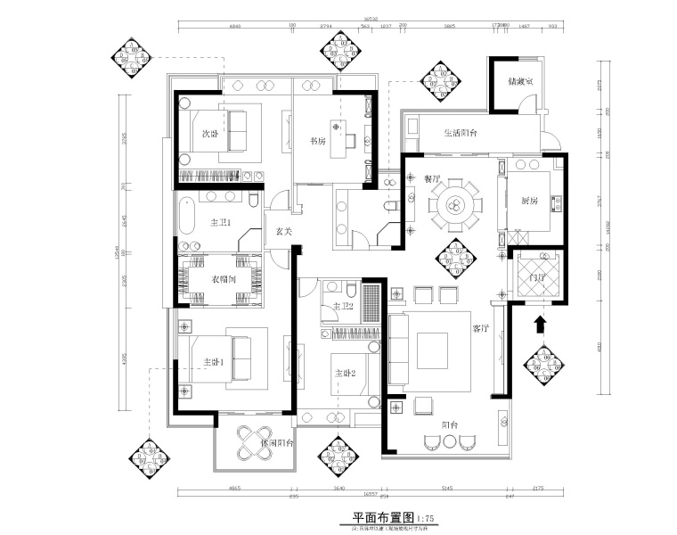 现代简约装修cad图纸资料下载-现代简约风格三居室住宅装修施工图+效果图