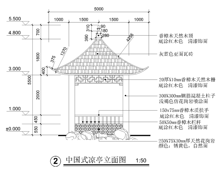 园林茶室平立剖详图cad资料下载-福建中国式凉亭CAD施工详图