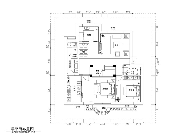 装饰背景墙立面图资料下载-现代风格两居室私人住宅装修施工图+效果图