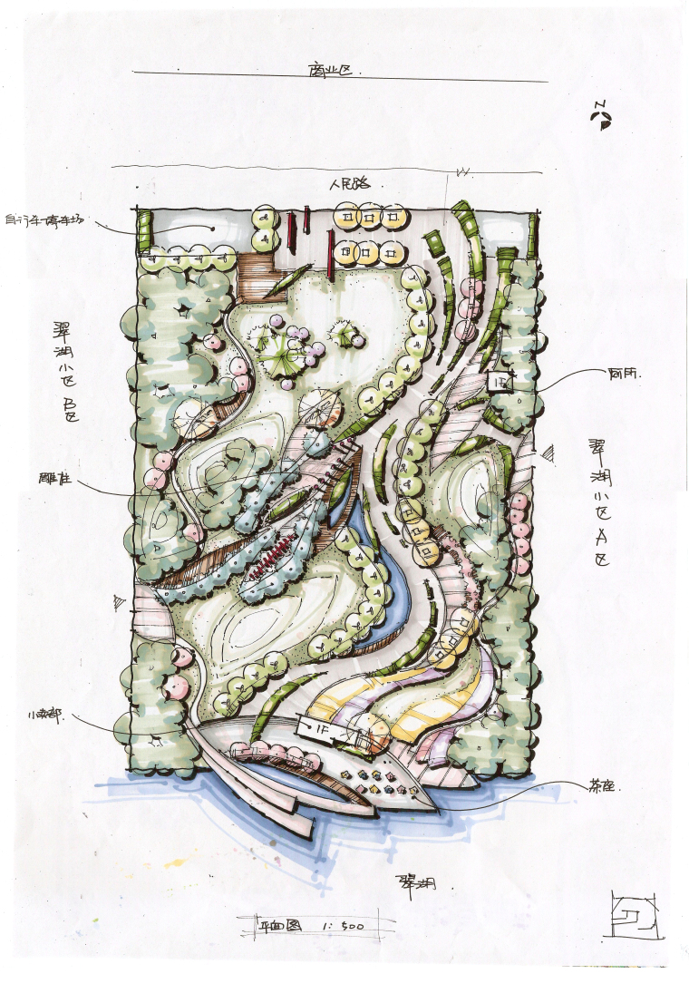快题景观节点平面图资料下载-34张北林手绘快题平面图参考