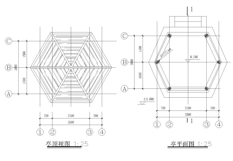 欧式六角亭施工图资料下载-六角亭CAD施工图