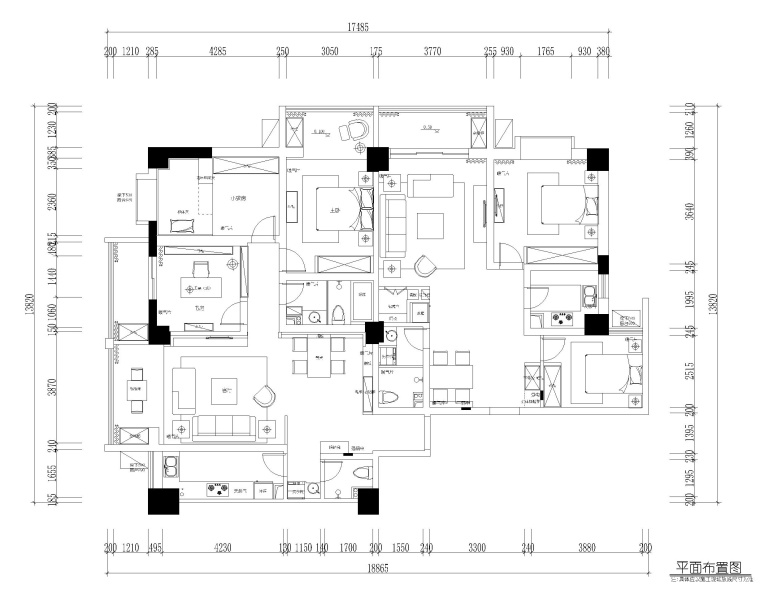 90平三居室装修效果图资料下载-兰州现代风格三居室住宅施工图+效果图