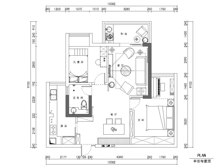装饰背景墙立面图资料下载-两居室小户型住宅装修全套施工图+效果图