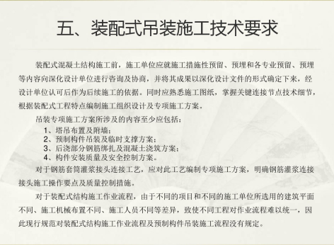 山东装配式项目改造工程施工技术总结讲义-吊装施工技术要求