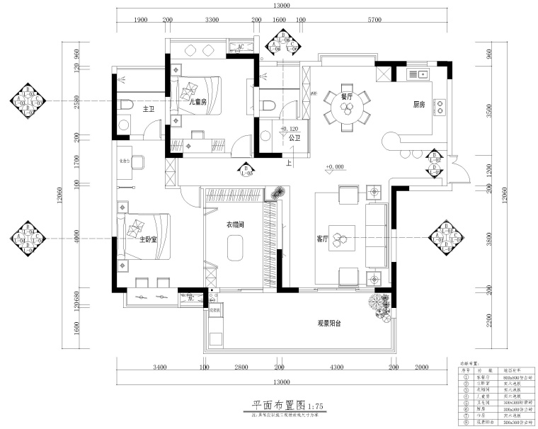 现代客厅效果图施工图资料下载-现代简约风格两居室住宅施工图+效果图