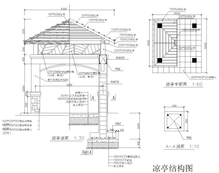 饺子施工图CAD资料下载-凉亭CAD施工图