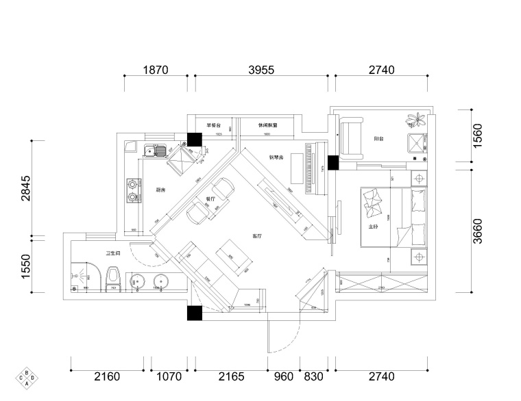45平一居室资料下载-汉阳60㎡现代低调奢华风格婚房装修施工图