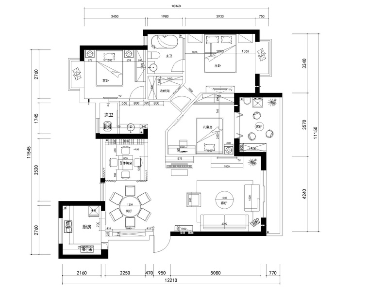 艾迪逊酒店施工图资料下载-武汉150㎡现代风格三居室住宅施工图+效果图