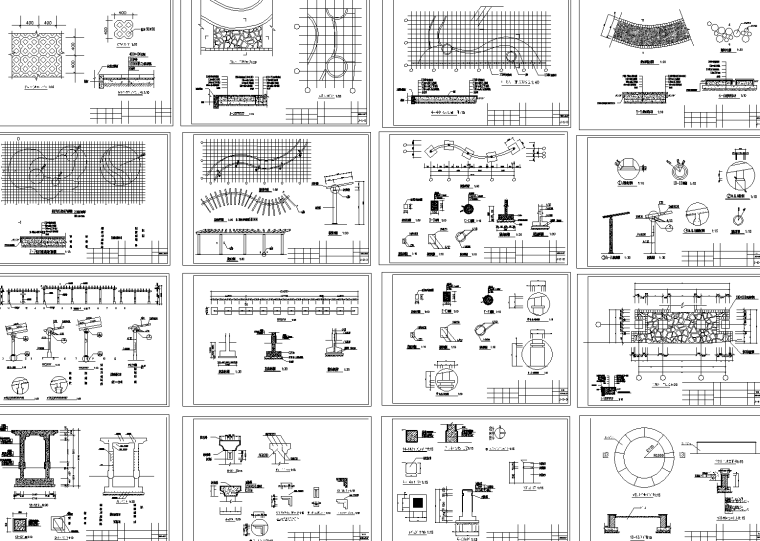 cad景观铺地施工图设计资料下载-景观艺术花架CAD施工图