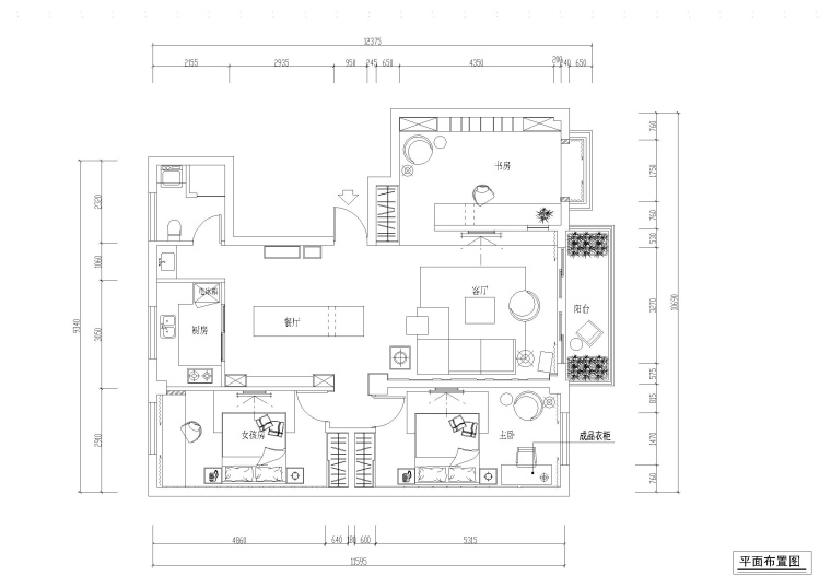 140平住宅室内装修资料下载-两居室私人住宅室内装修全套施工图+效果图