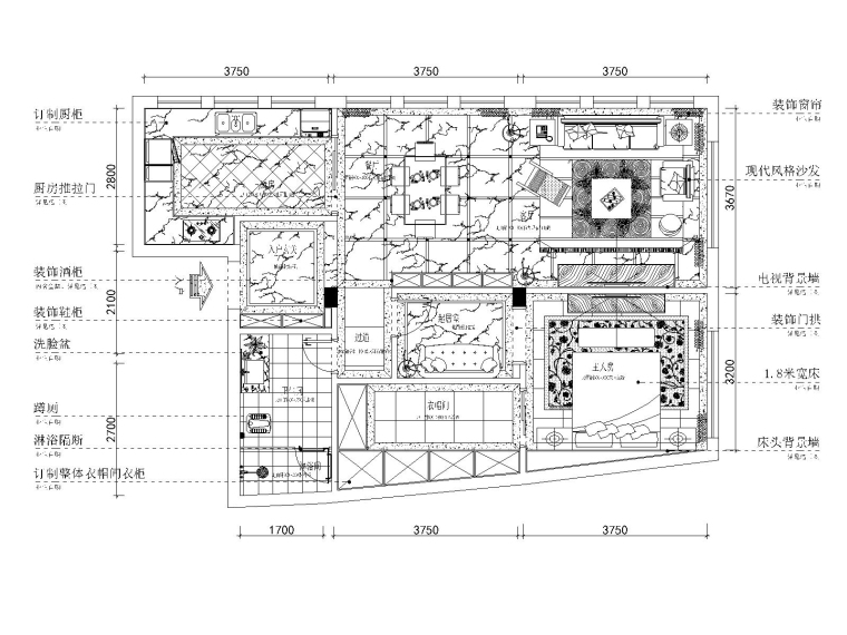 北欧风格整图效果图资料下载-重庆200平现代风格自建套房施工图+效果图