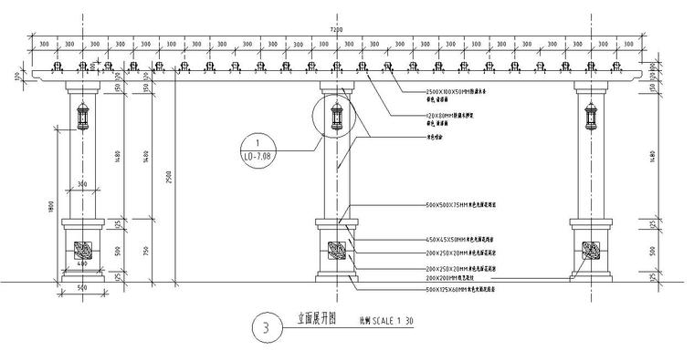 景观施工图设计节点资料下载-园林景观节点详图|廊架施工图设计八