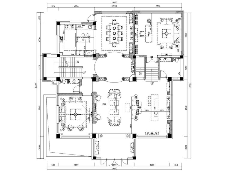 [苏州]简欧风格别墅样板间施工图-1F强弱电布置示意图