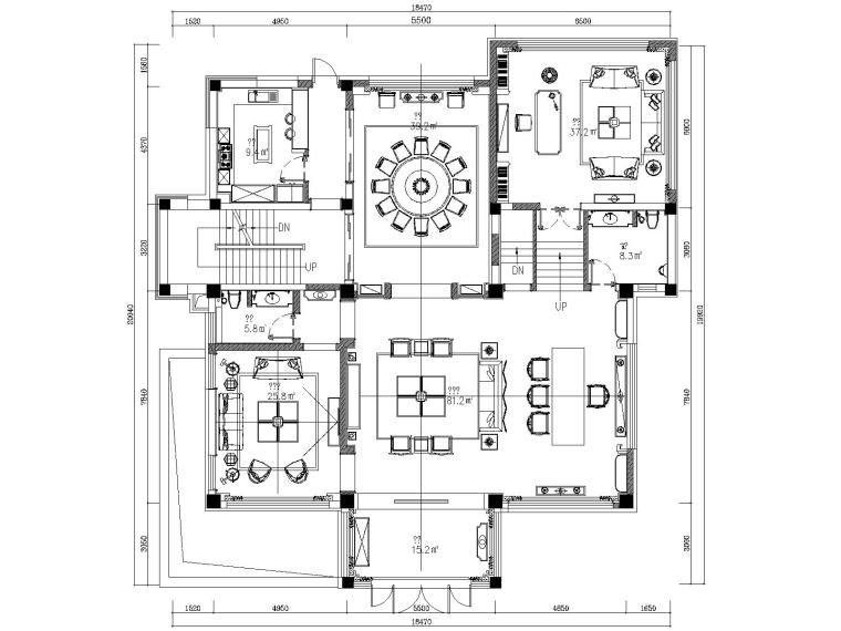 中式红酒吧资料下载-苏州中航樾玺63号古典中式别墅样板间施工图