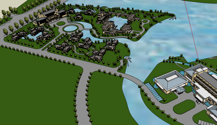 海尔凤凰岛旅游度假村资料下载-旅游区度假村规划项目SU模型