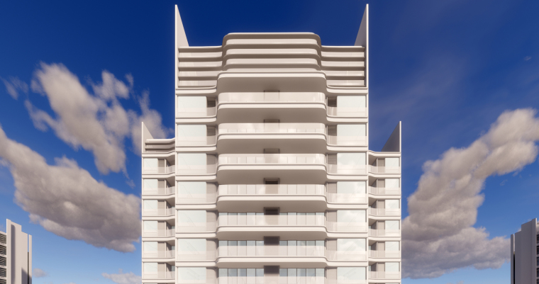 现代风格豪宅立面设计资料下载-现代风格高层豪宅建筑模型设计