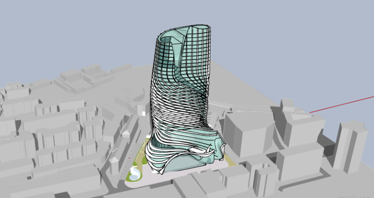 展览su建筑模型资料下载-曲线酒店建筑SU模型