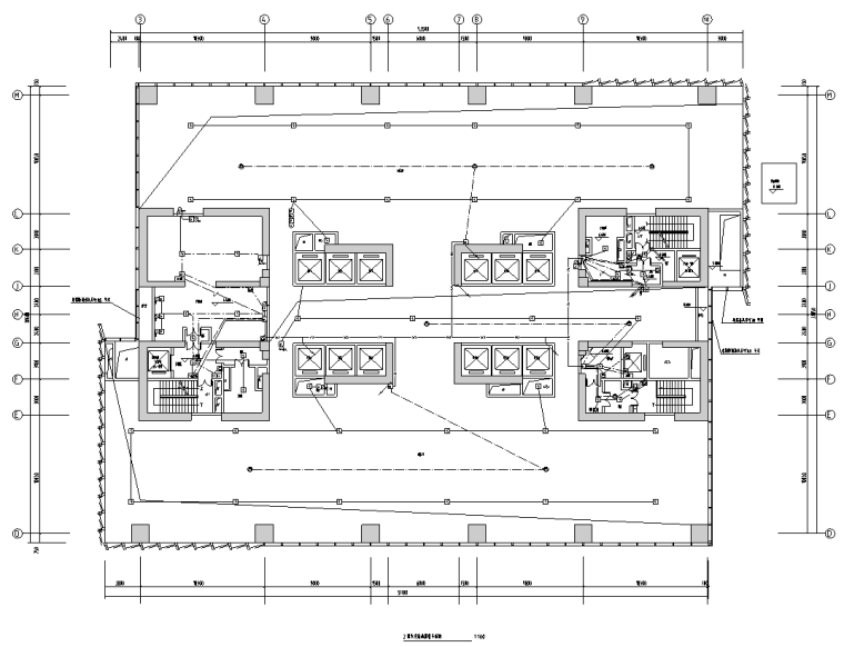 深圳超高层综合办公楼电气施工图-火灾自动报警平面图