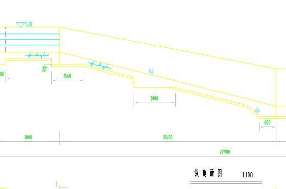 单悬臂设计图资料下载-单级陡坡典型设计图