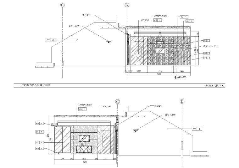 福建国际休闲度假酒店装饰设计项目施工图-三层C型套房8视角立面图